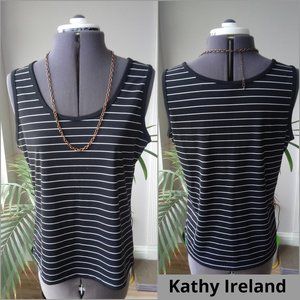 Kathy Ireland Black Tank w/ Mini Stripes